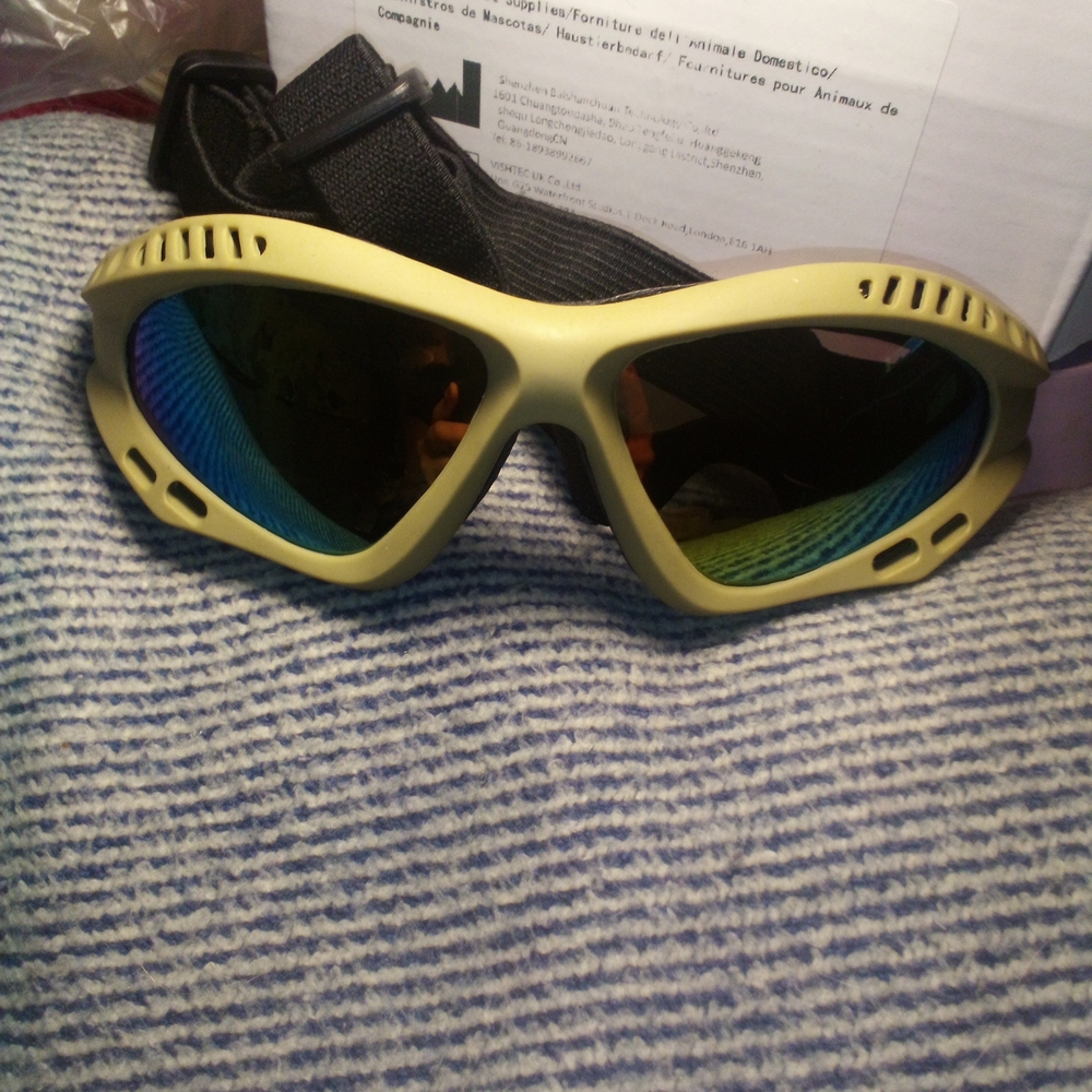 NIB! Khaki Protective Goggles with Black Strap for Dogs
